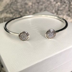 Pandora Logo Pave Open Bangle